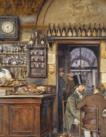 Ludwig Johann Passini, Artyści w Caffe Greco w Rzymie, ok. 1856, Hamburger Kunsthalle, Hamburg