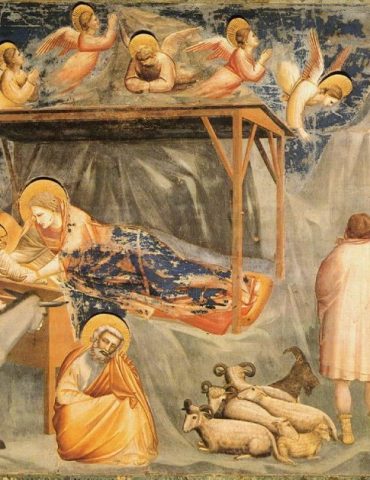 Giotto di Bondone, Boże Narodzenie (fresk w kaplicy Scrovegnich w Padwie), ok. 1305, domena publiczna