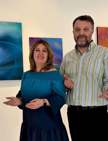 Joanna Pęgier, Robert Toczewski, Magdalena Krowicka, wystawa malarstwa "Współistnienia". Fot. Archiwum prywatne