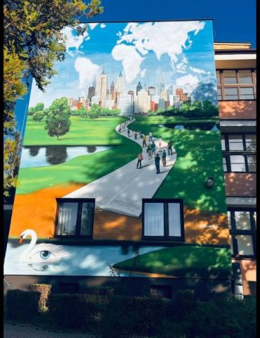 Mural Olbińskiego w Kielcach, Fot. M. Fudala; Plakat konkursu. Archiwa Państwowe