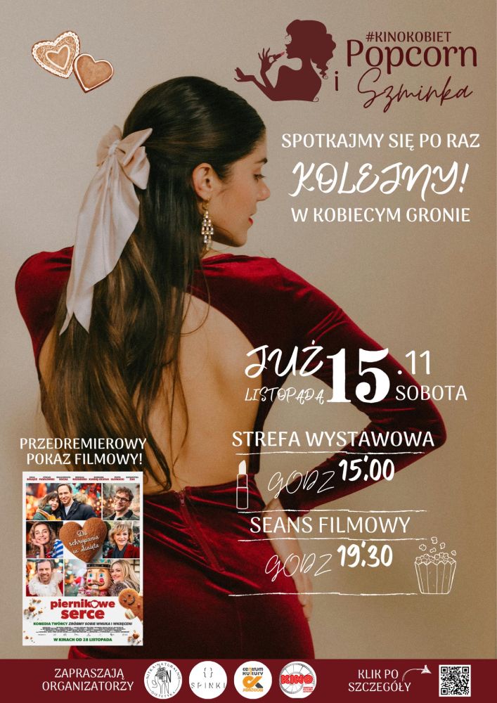 Popcorn i szminka. Plakat promujący wydarzenie